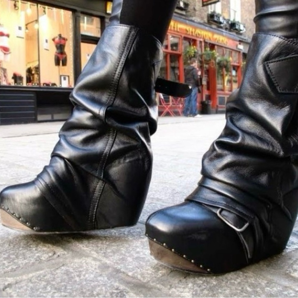 ISO, I’m looking for these black wedge boots from irregular choice.